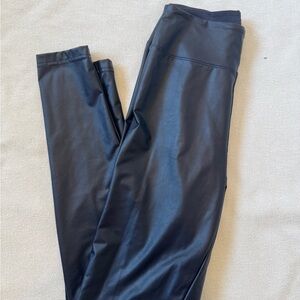 Navy Blue Faux Leather Leggings